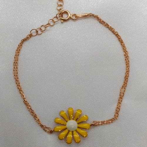 Sarı Papatya Bileklik (Rose Rengi)