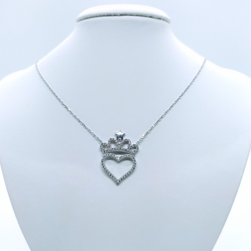 Gümüş Rengi Kraliçe Tacı Royal 925 Ayar Gümüş Kolye