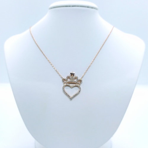 Rose Rengi Kraliçe Tacı Royal 925 Ayar Gümüş Kolye