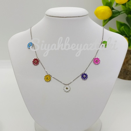 Yedi Çiçekli 925 Ayar Gümüş Kolye