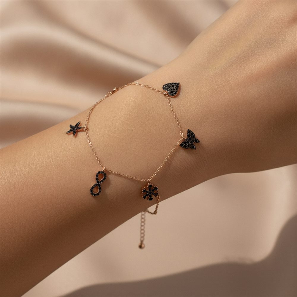 Karışık  Desenli  Bileklik        (Rose Rengi)